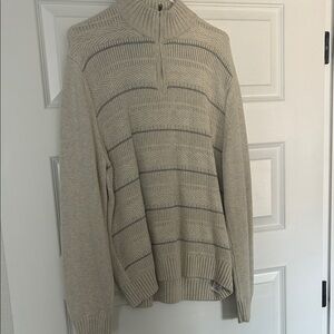 Chaps Beige and Gray Zip Up Sweater